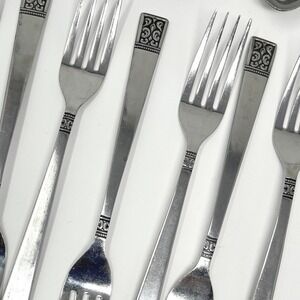 Vintage Custom Design CUD1 Stainless Japan Flatware Set 31 Pc MCM Scroll Pattern